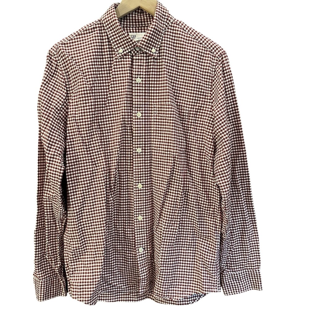 GAP Mens Shirt Gingham Plaid Long Sleeve Button Down‎ Preppy Classic Medium